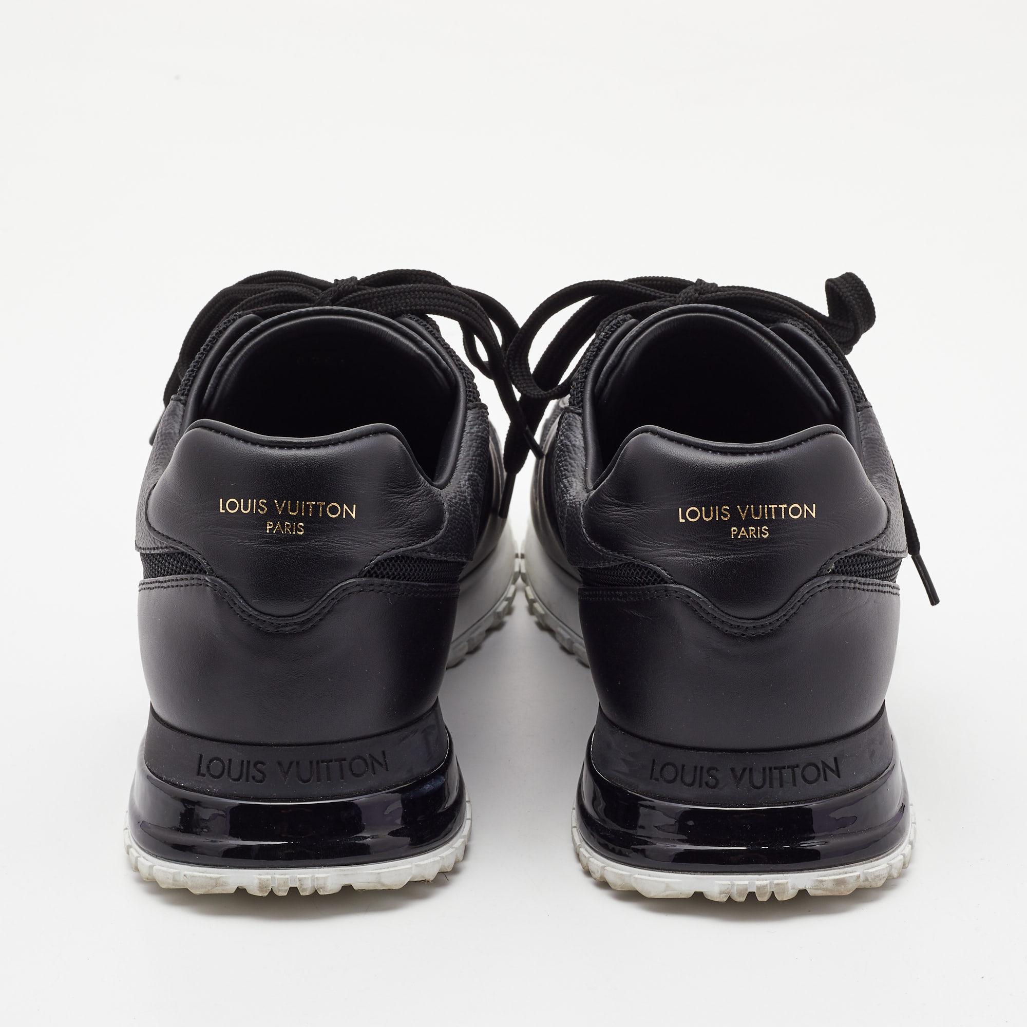 Louis Vuitton Black Monogram Canvas and Mesh Run Away Lace Up Sneakers Size 41.5 For Sale 1
