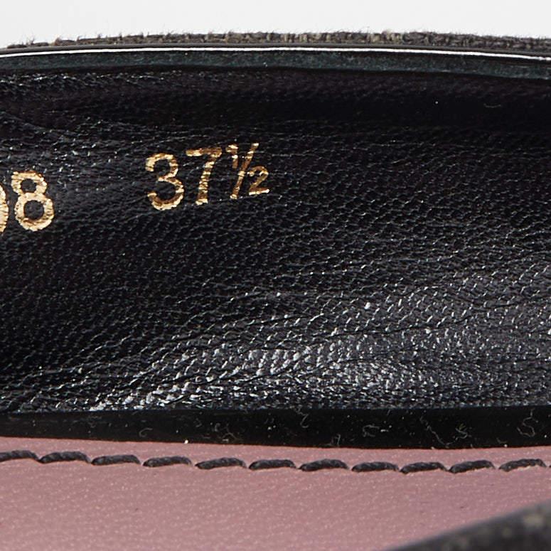 Louis Vuitton Black Monogram Canvas and Patent Leather Bow Ballet Flats Size 37. 4