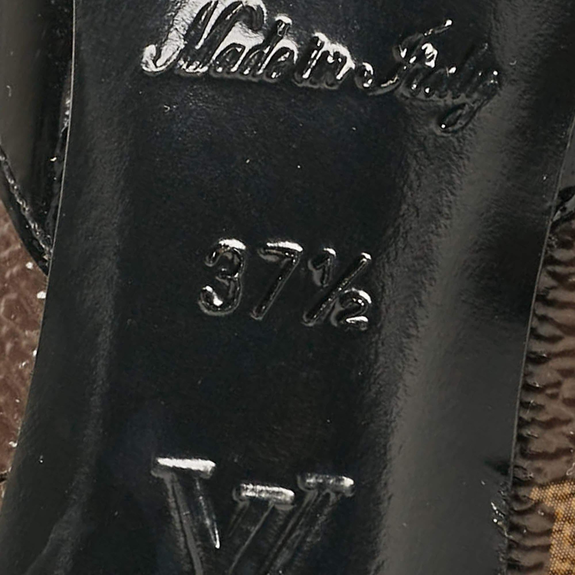 Louis Vuitton Black Monogram Canvas and Patent Leather Chérie Pumps Size 37.5 3