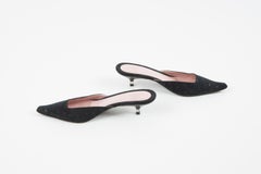 Louis Vuitton Black Monogram Canvas Heel Mules Shoes