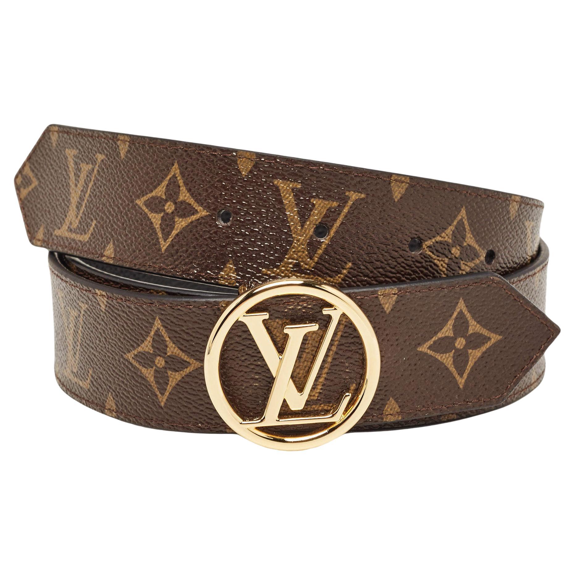 Louis Vuitton Black Monogram Canvas LV Circle Reversible Belt 85 CM