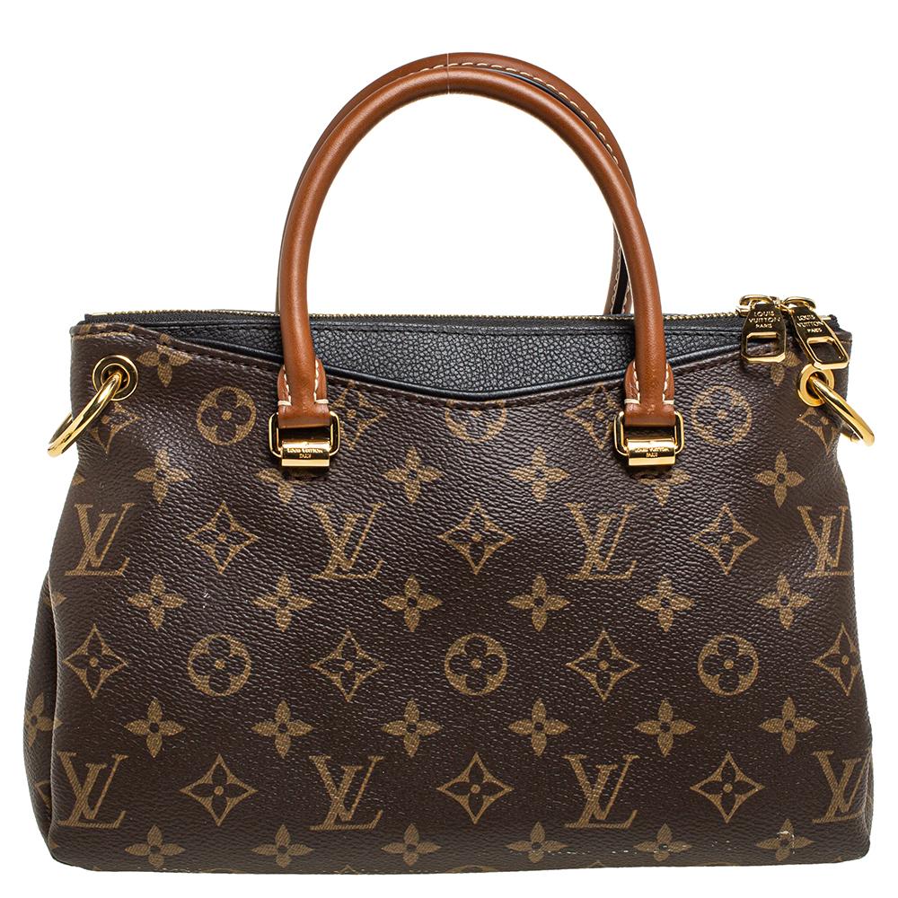 Accessorise like a pro with this trendy and functional bag from Louis Vuitton. This rich and classy Pallas bag is made from Monogram canvas & leather into a smart silhouette. The inside of the bag is lined with Alcantara that has a smooth texture.