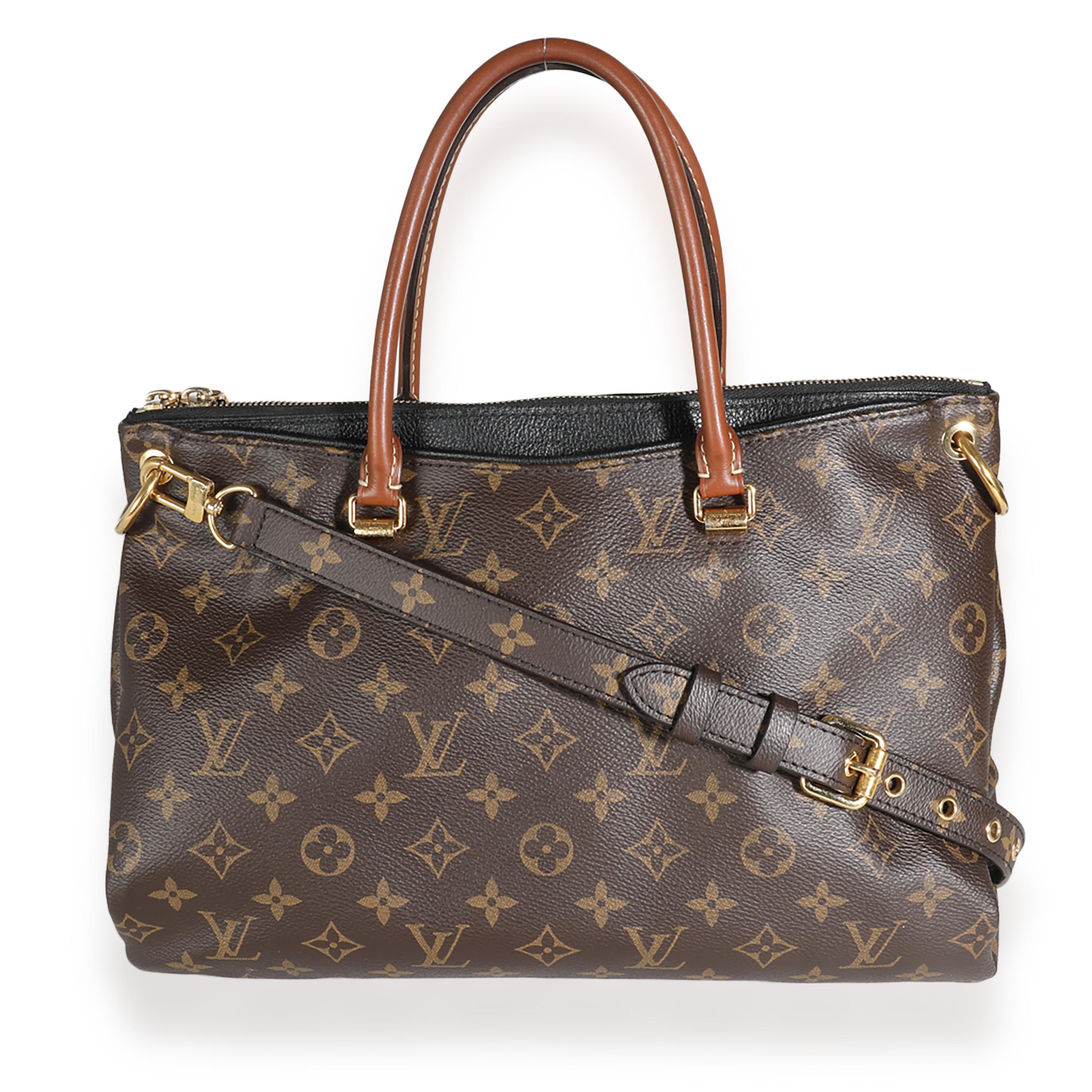 Listing Title: Louis Vuitton Black Monogram Canvas Pallas MM
SKU: 140412
Condition: Pre-owned 
Handbag Condition: Excellent
Condition Comments: Item is in excellent condition and displays light signs of wear. Light stain at interior lining.
Brand: