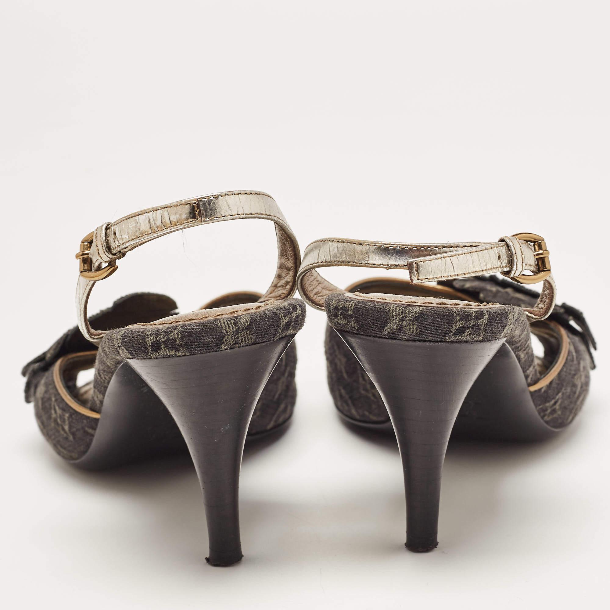 Louis Vuitton Schwarze Monogramm Canvas Slingback-Sandalen mit Slingback-Sandalen Größe 38 Damen im Angebot