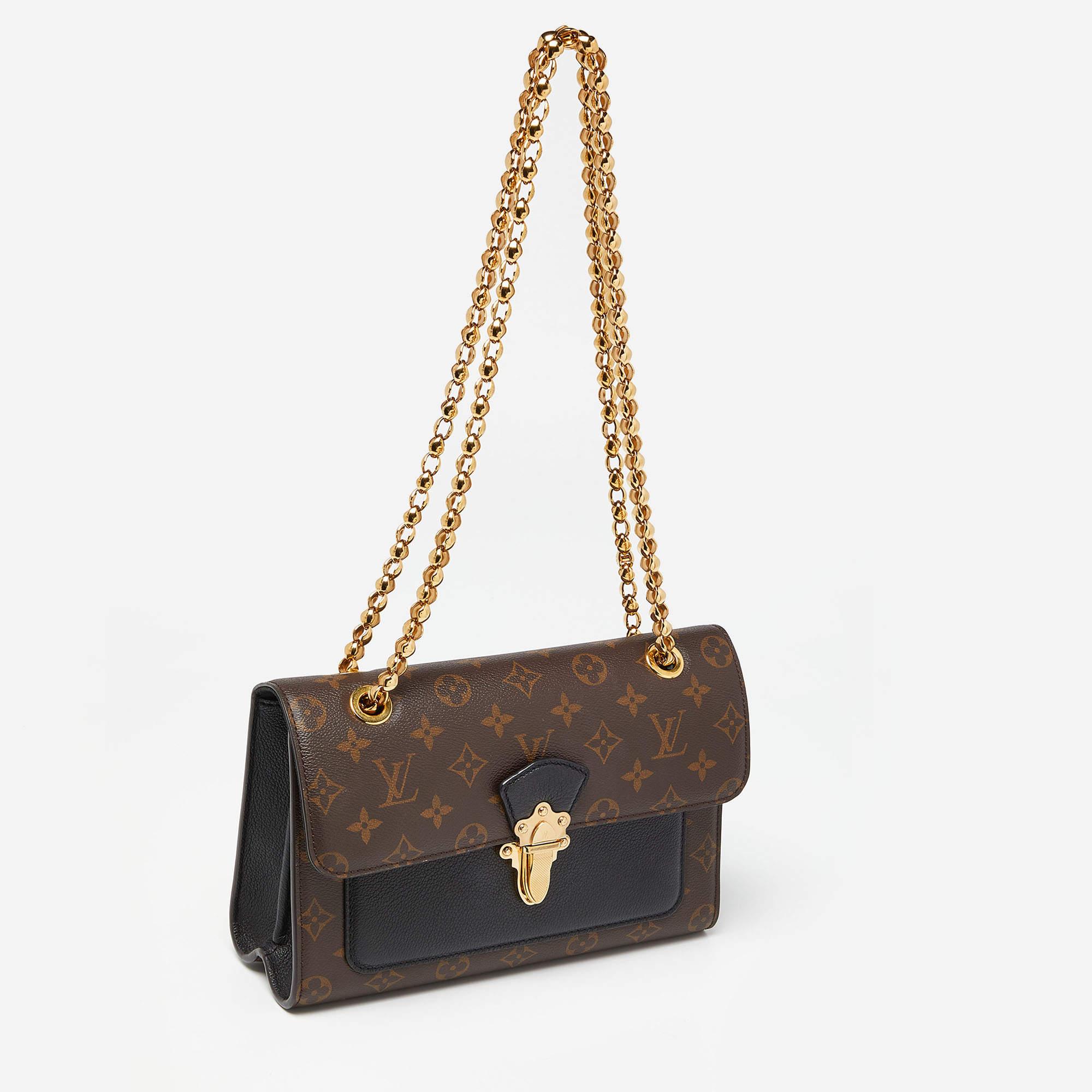 Women's Louis Vuitton Black Monogram Canvas Victoire Chain Bag