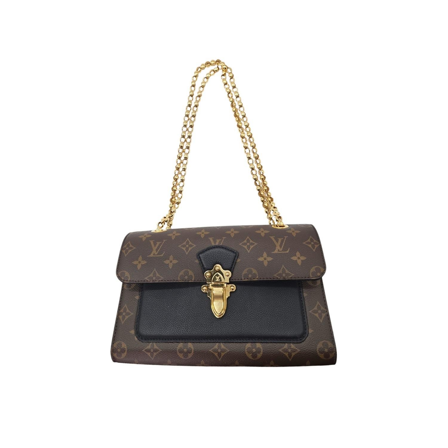Women's Louis Vuitton Black Monogram Canvas Victoire Chain Bag