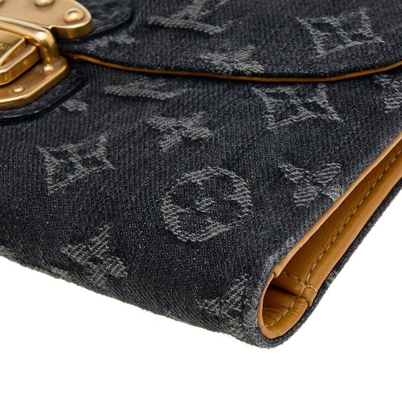Louis Vuitton Black Monogram Denim Amelia Wallet 2