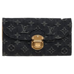 Louis Vuitton Black Monogram Denim Amelia Wallet