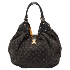 Used Louis Vuitton Black Monogram Denim And Leather Large Surya Bag