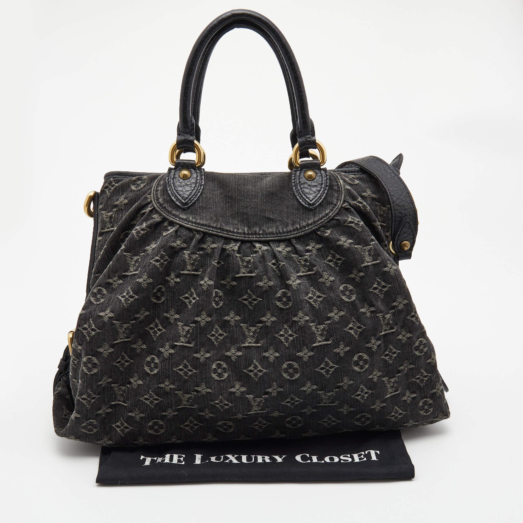 Louis Vuitton Black Monogram Denim and Leather Neo Cabby GM Bag 13