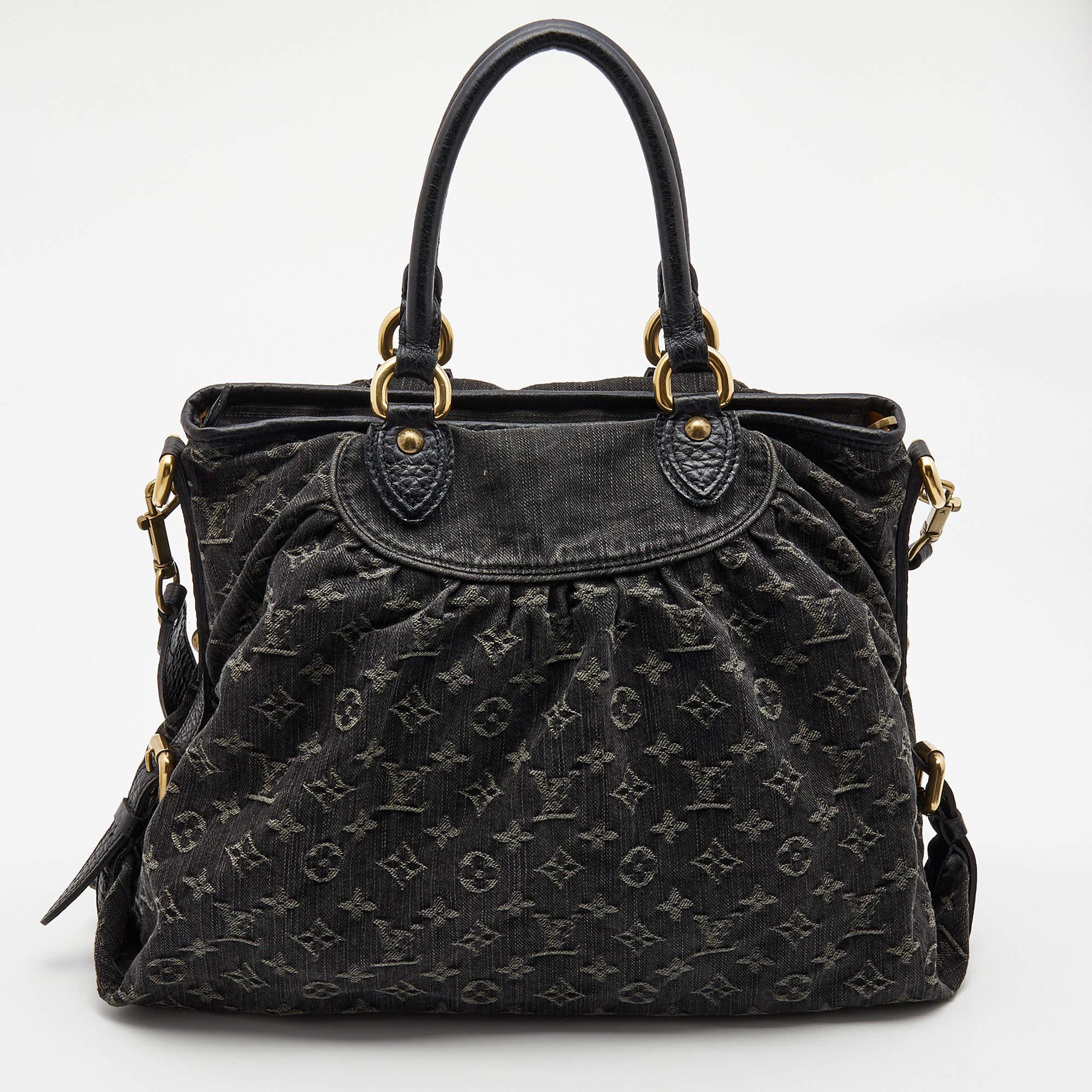 Louis Vuitton Black Monogram Denim and Leather Neo Cabby GM Bag 1