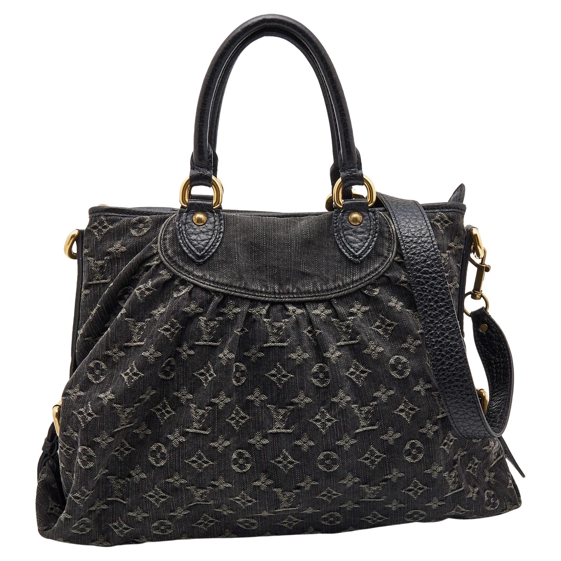 Louis Vuitton Black Monogram Denim and Leather Neo Cabby GM Bag