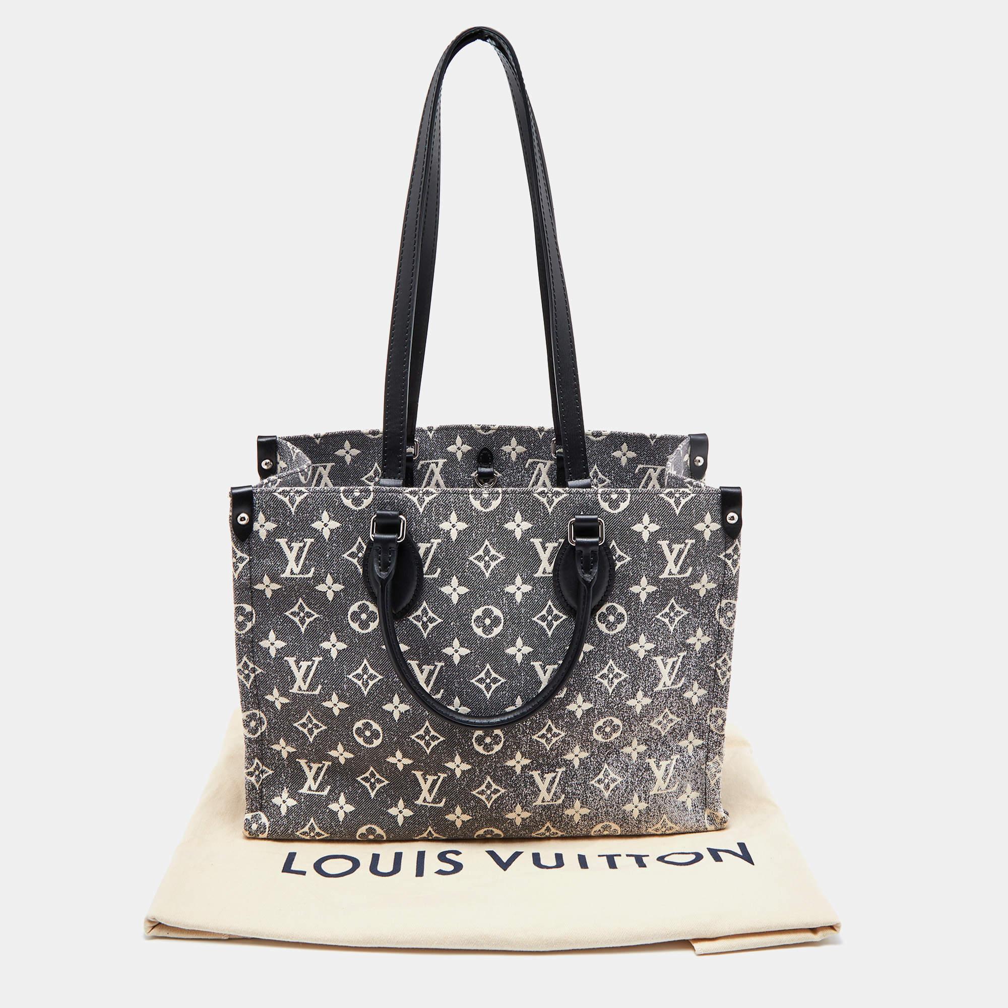 Louis Vuitton Black Monogram Denim and Leather OnTheGo MM Bag 4