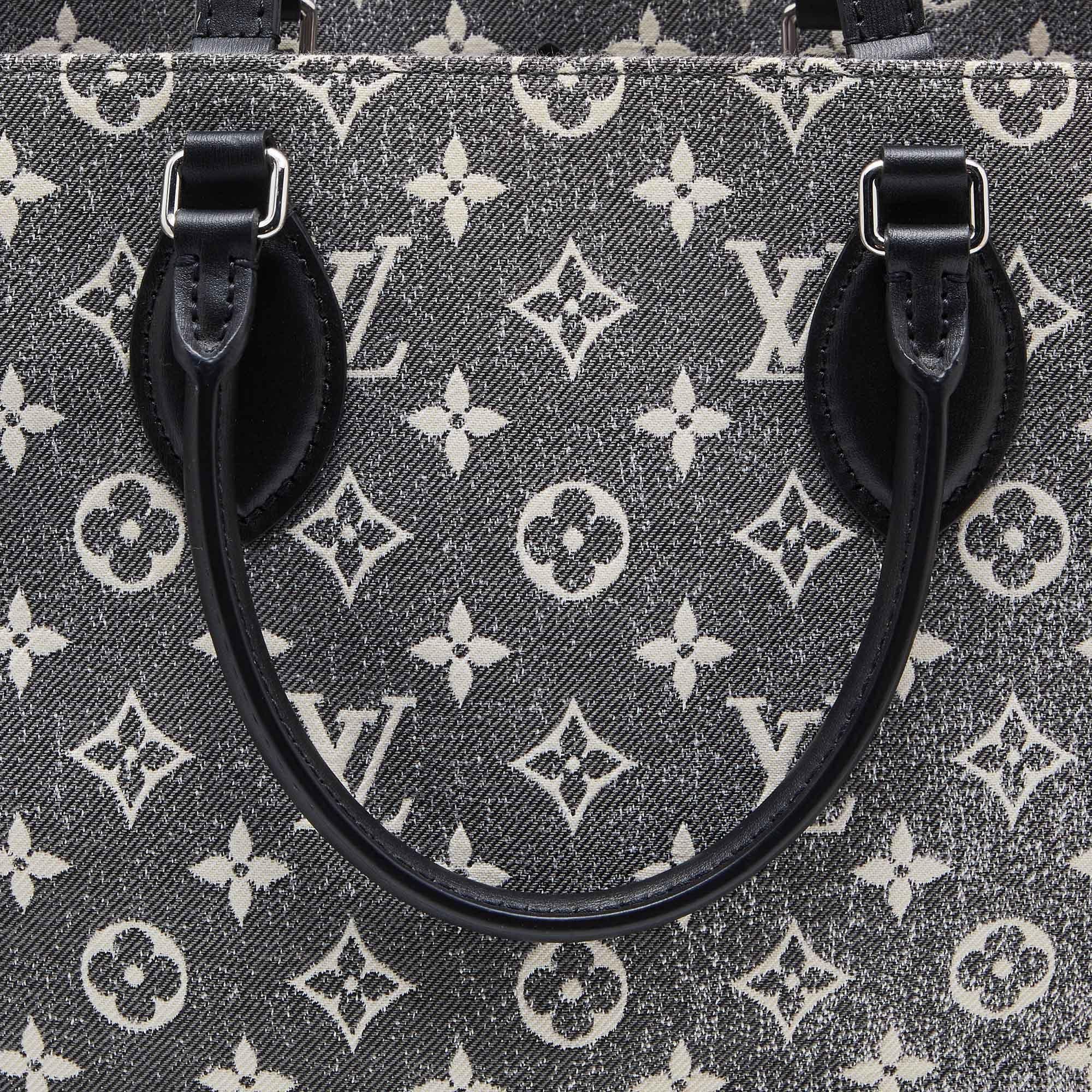 Women's Louis Vuitton Black Monogram Denim and Leather OnTheGo MM Bag