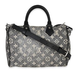 Louis Vuitton Black Monogram Denim Jacquard Speedy Bandouliere 25
