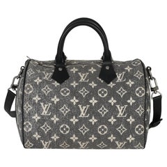 Louis Vuitton Black Monogram Denim Jacquard Speedy Bandouliere 25