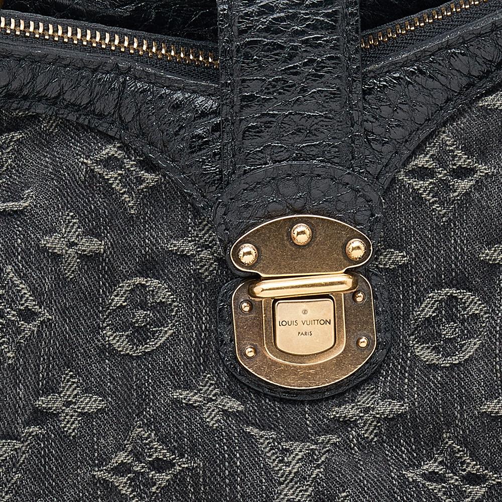 Louis Vuitton Black Monogram Denim Mahina XS Bag 6