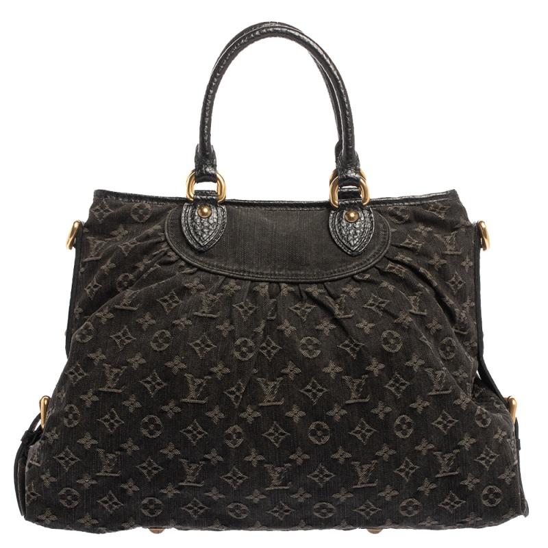 Louis Vuitton's handbags are high on style and craftsmanship, making them valuable creations of luxury. This Neo Cabby bag, like all the other handbags, is durable and stylish. Crafted from monogrammed denim fabric, the bag comes with two leather