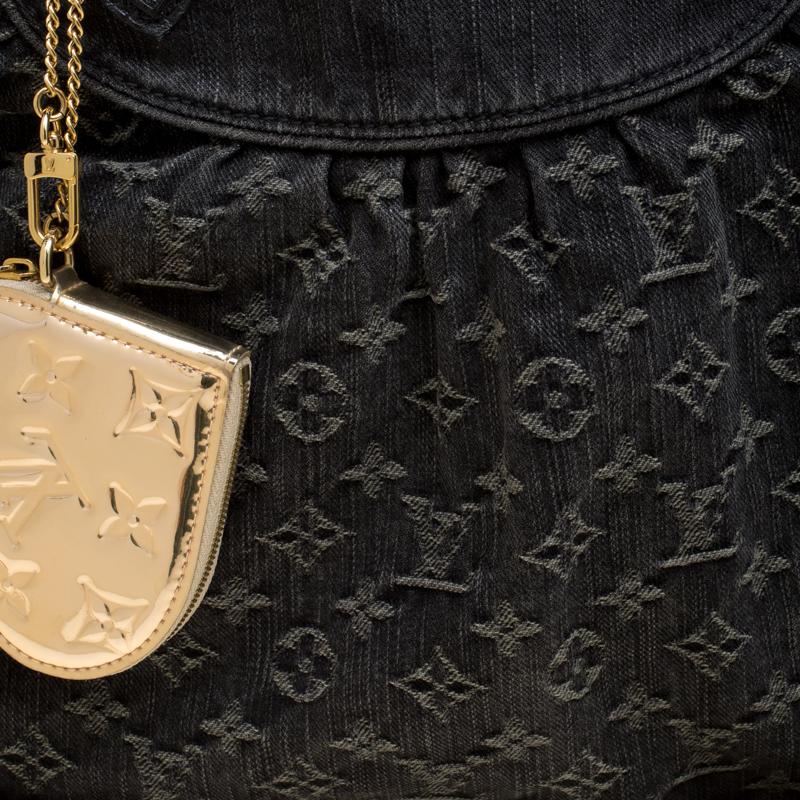 Louis Vuitton Black Monogram Denim Neo Cabby GM Bag with Charm 1