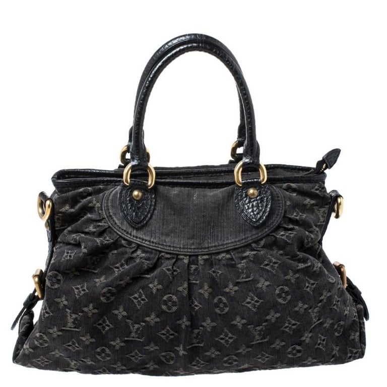 Louis Vuitton Black Monogram Denim Neo Cabby MM Bag For Sale at 1stdibs