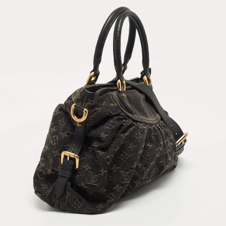 Louis Vuitton Black Monogram Denim Neo Cabby MM Bag In Good Condition For Sale In Dubai, Al Qouz 2