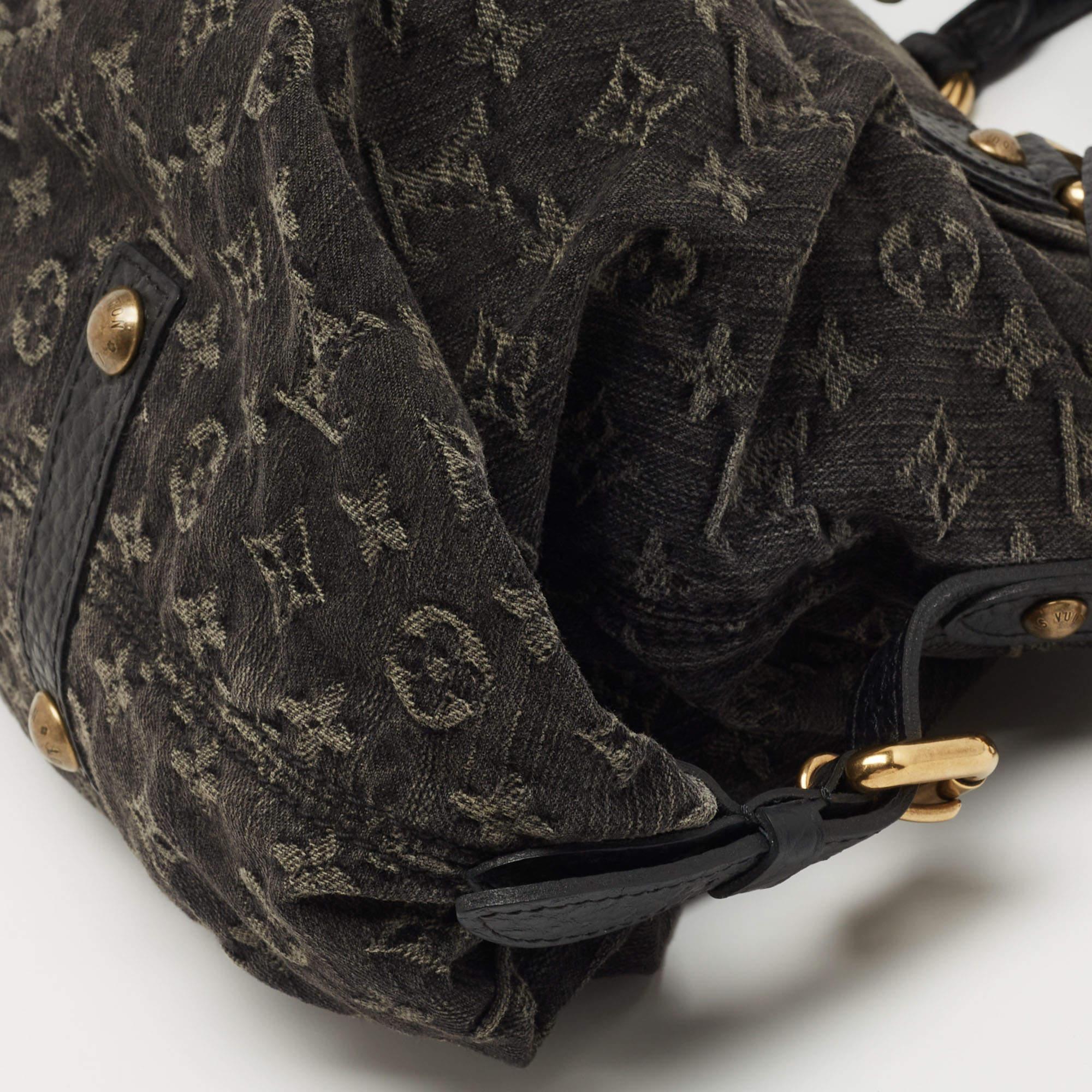 Louis Vuitton Black Monogram Denim Neo Cabby MM Bag In Good Condition In Dubai, Al Qouz 2