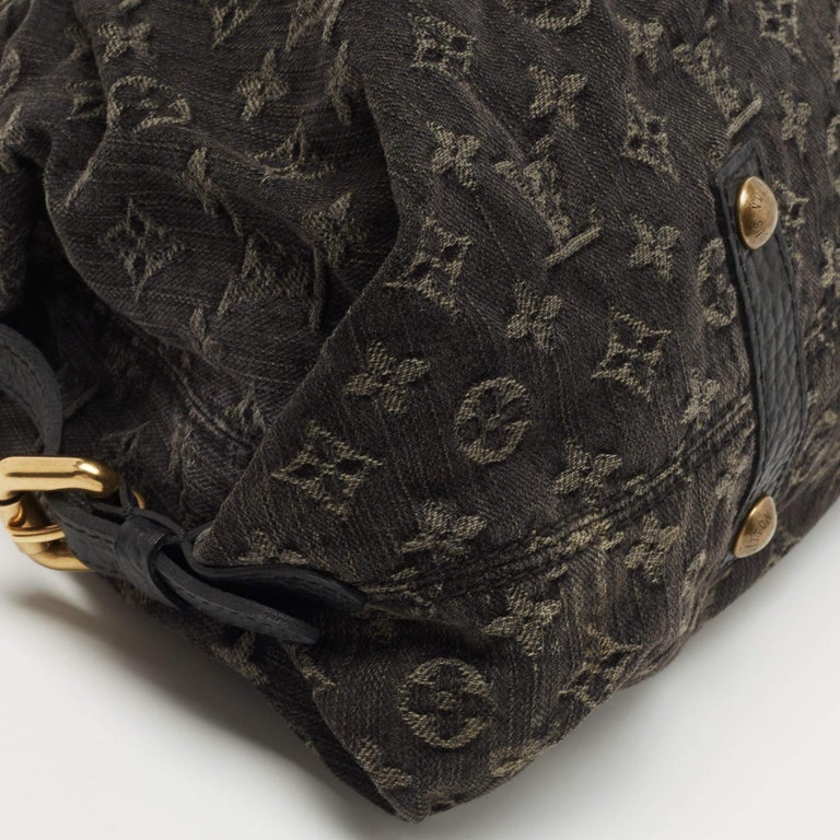 Louis Vuitton Black Monogram Denim Neo Cabby MM Bag For Sale 2