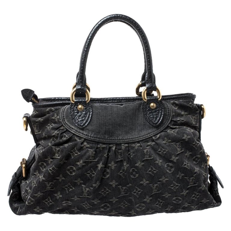 Louis Vuitton Black Monogram Denim Neo Cabby MM Bag For Sale at 1stDibs