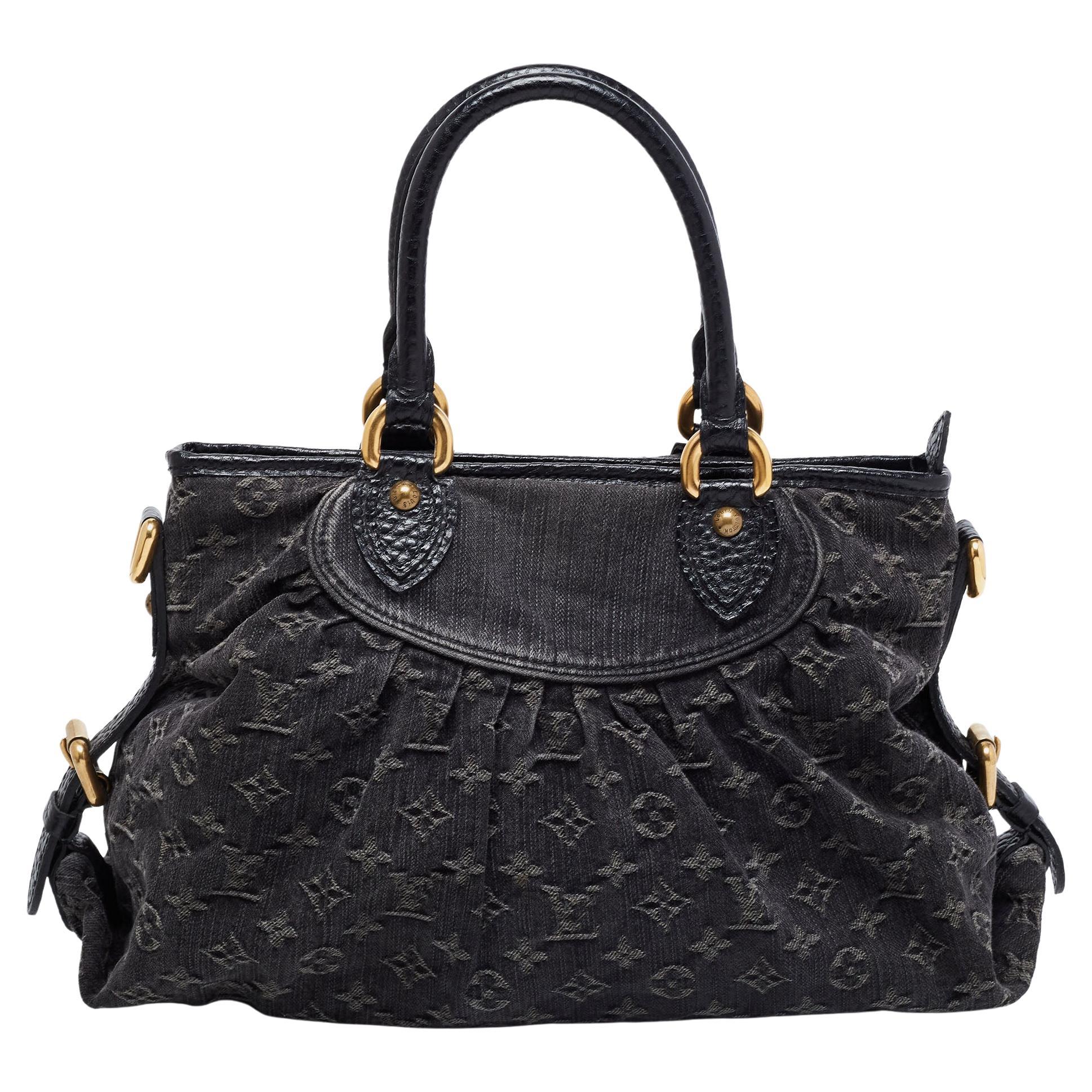 Louis Vuitton Black Monogram Denim Neo Cabby MM Bag at 1stDibs | cabby bag