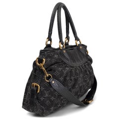 LOUIS VUITTON black Monogram Denim NEO CABBY MM Shoulder Bag