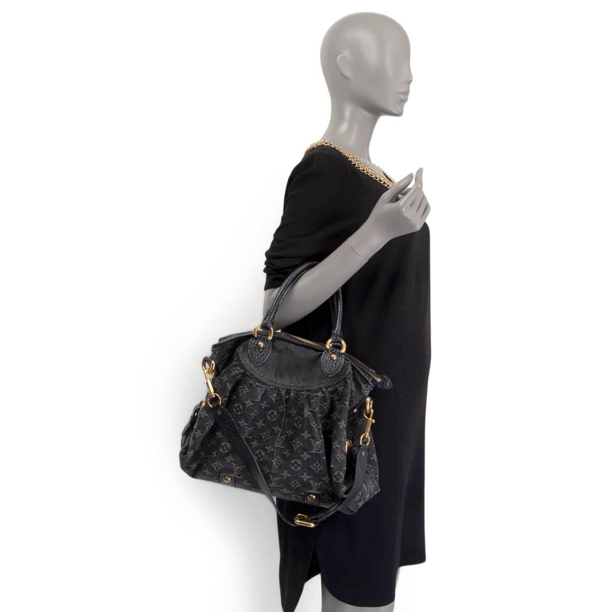 LOUIS VUITTON black Monogram Denim NEO CABBY MM Shoulder Bag 2