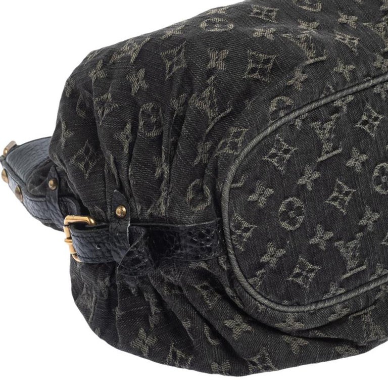 Louis Vuitton Black Denim Noir Monogram XS Hobo Messenger 861184
