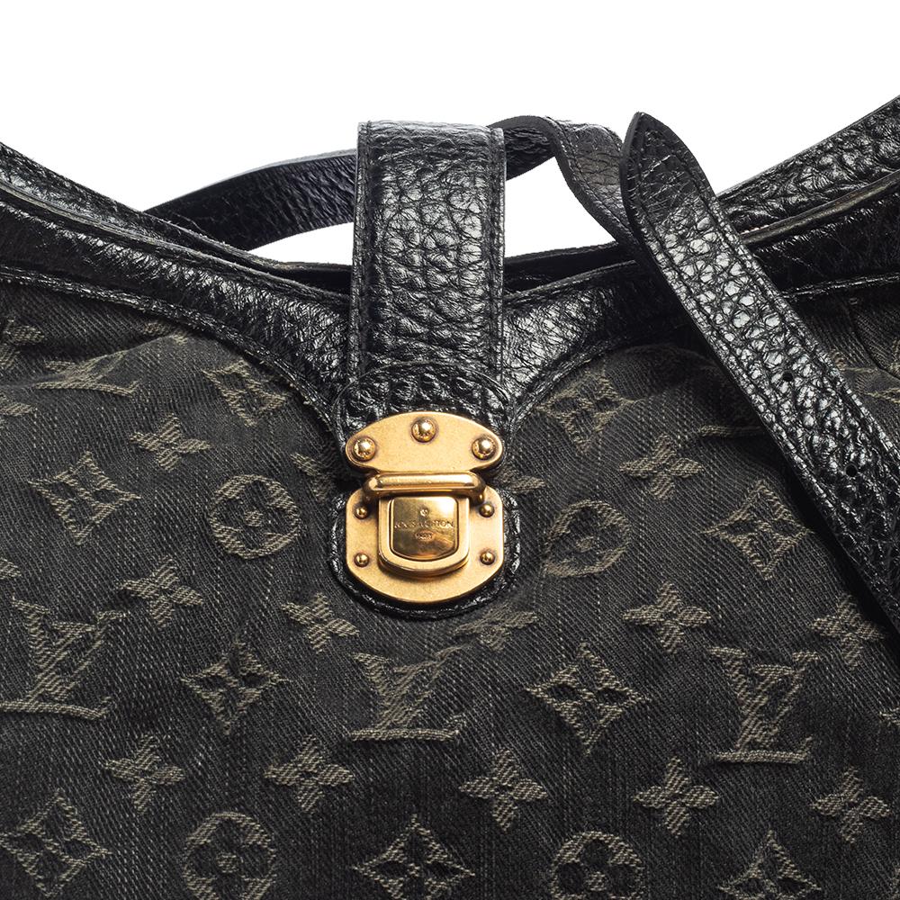 Schwarze Monogrammierte Denim-Tasche von Louis Vuitton XS 3