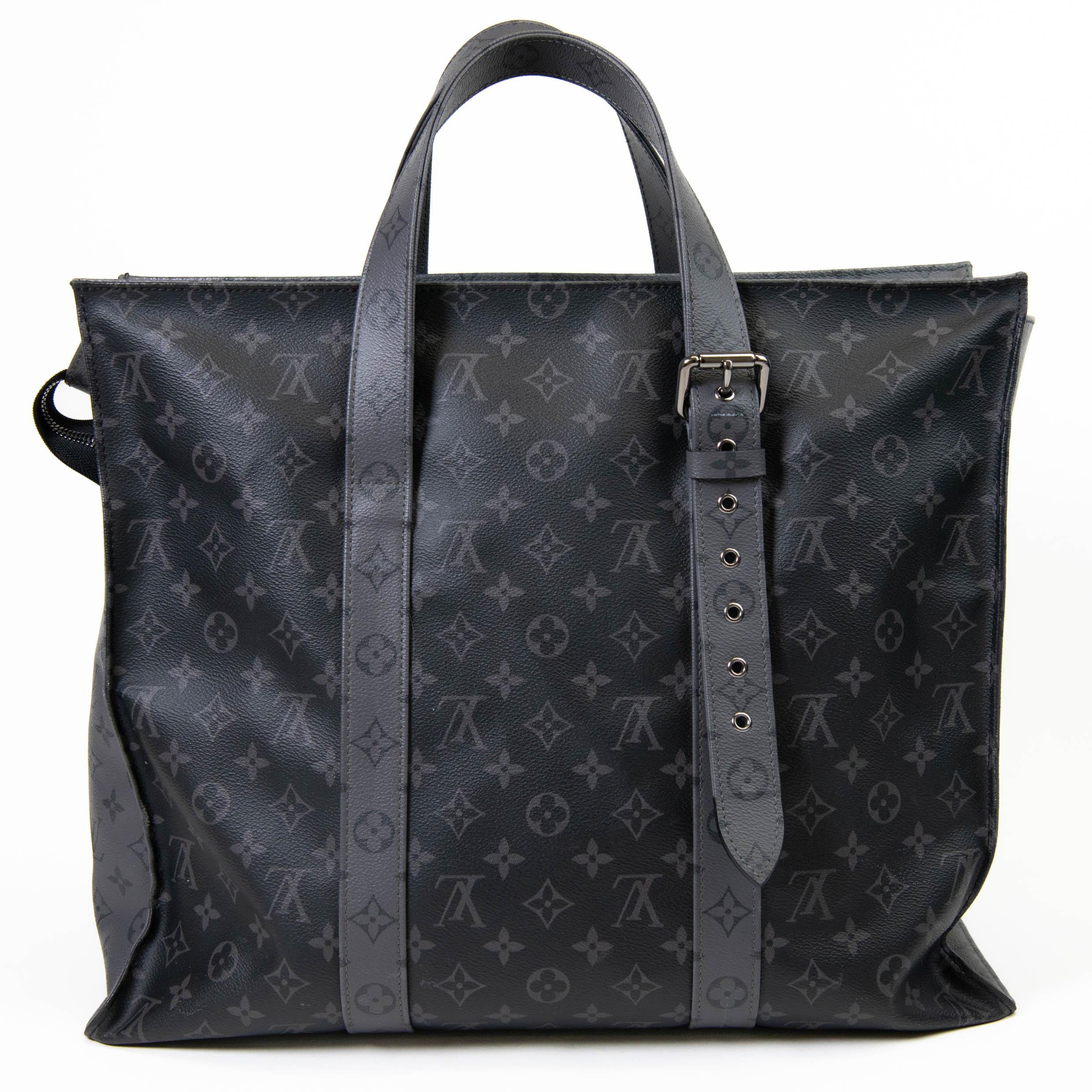 Louis Vuitton Black Monogram Eclipse Canvas Cabas Zippe GM Tote In Excellent Condition In Corona Del Mar, CA