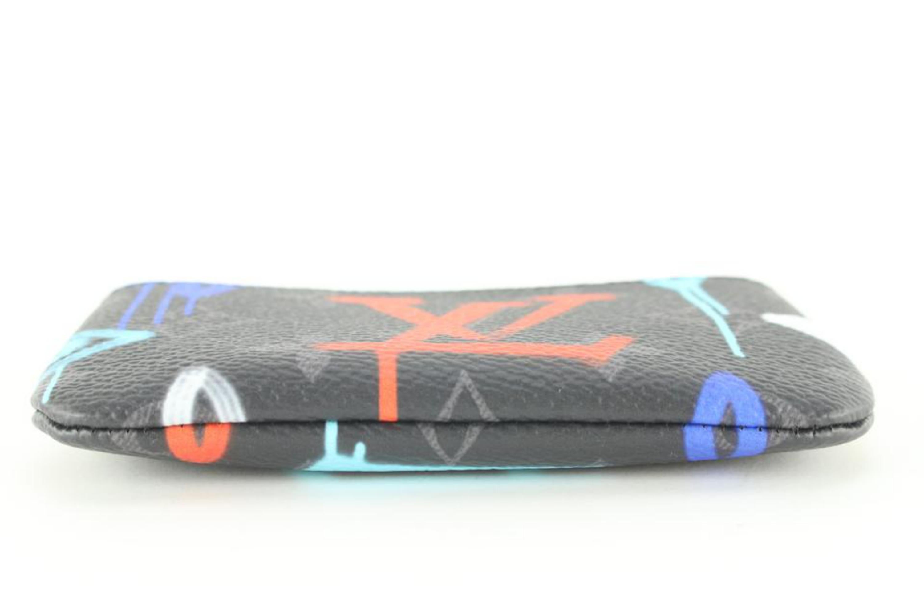 Louis Vuitton Black Monogram Eclipse Graffiti Key Pouch Pochette Cles 2LVJ1028 5