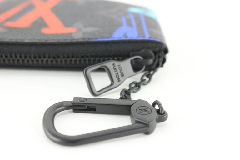 Black Multicolor Monogram Leather Keychain