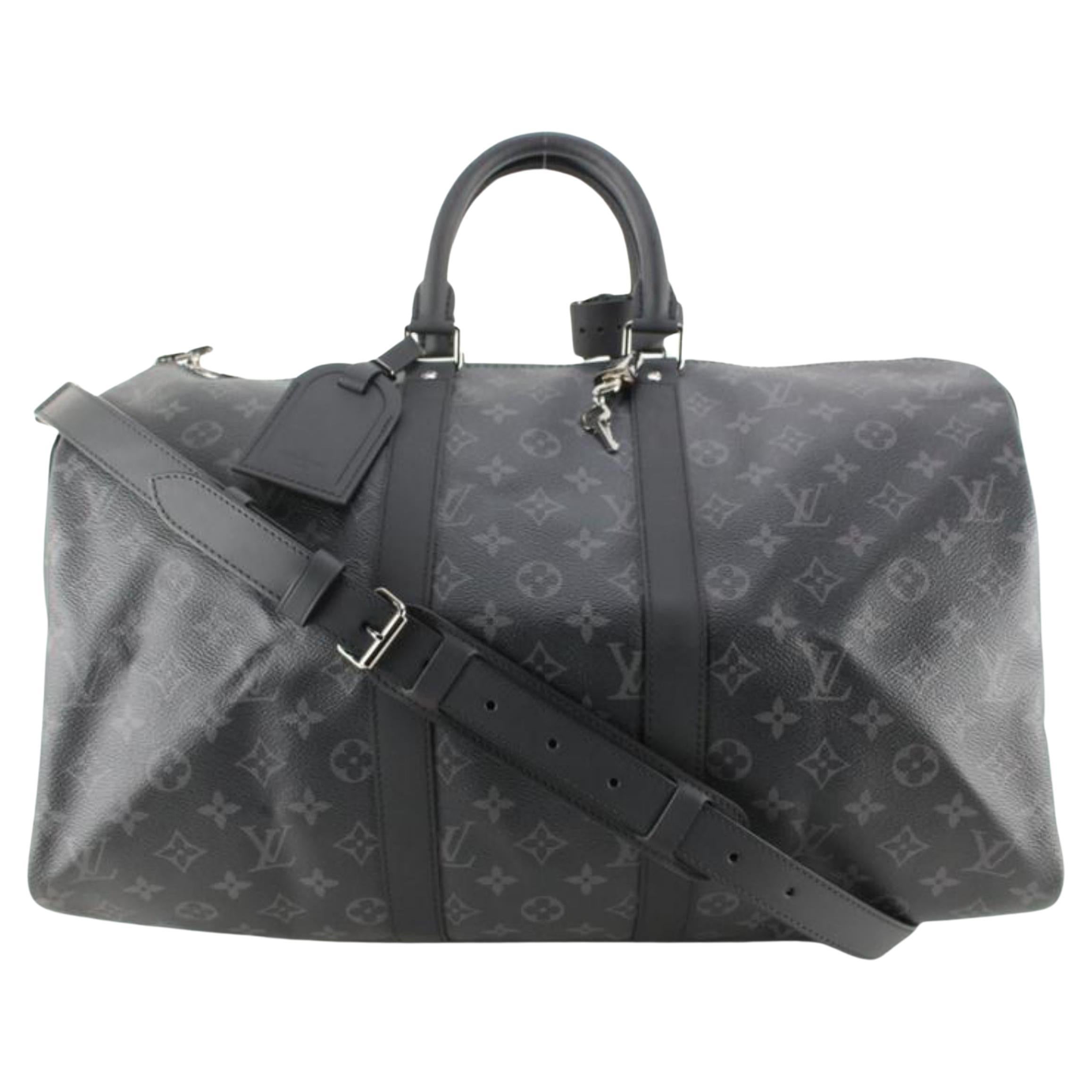 Louis Vuitton Keepall Bandouliere 45 Duffle Bag Silver Metal for