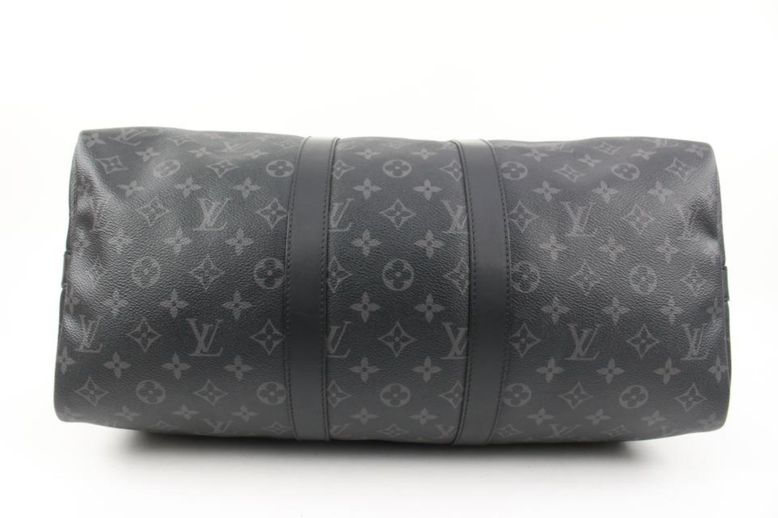 Louis Vuitton Black Monogram Eclipse Keepall Bandouliere 45 Duffle with Strap7lv 4