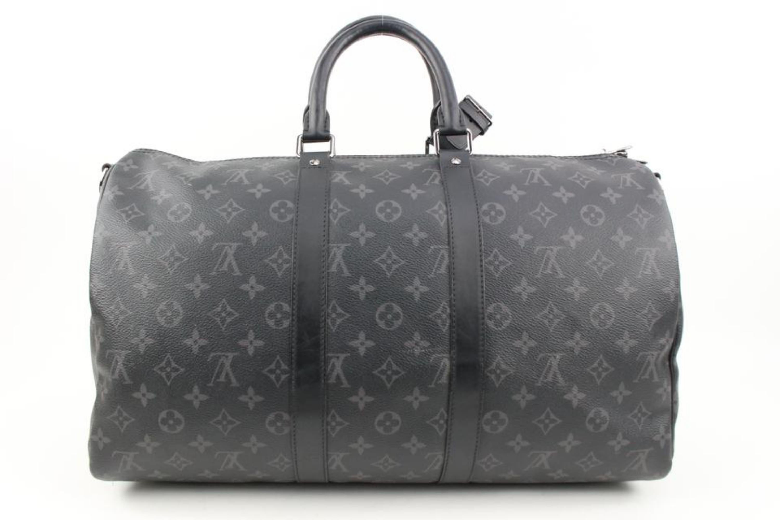 Louis Vuitton Black Monogram Eclipse Keepall Bandouliere 45 Duffle with Strap7lv For Sale 1