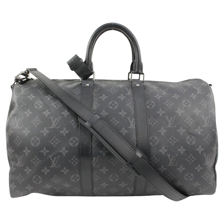 Louis Vuitton Black Monogram Eclipse Keepall Bandouliere 45 Duffle with  Strap7lv For Sale at 1stDibs