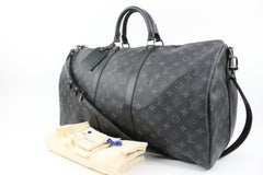 Louis Vuitton Black Monogram Eclipse Keepall Bandouliere 55 Duffle Bag Strap 39L