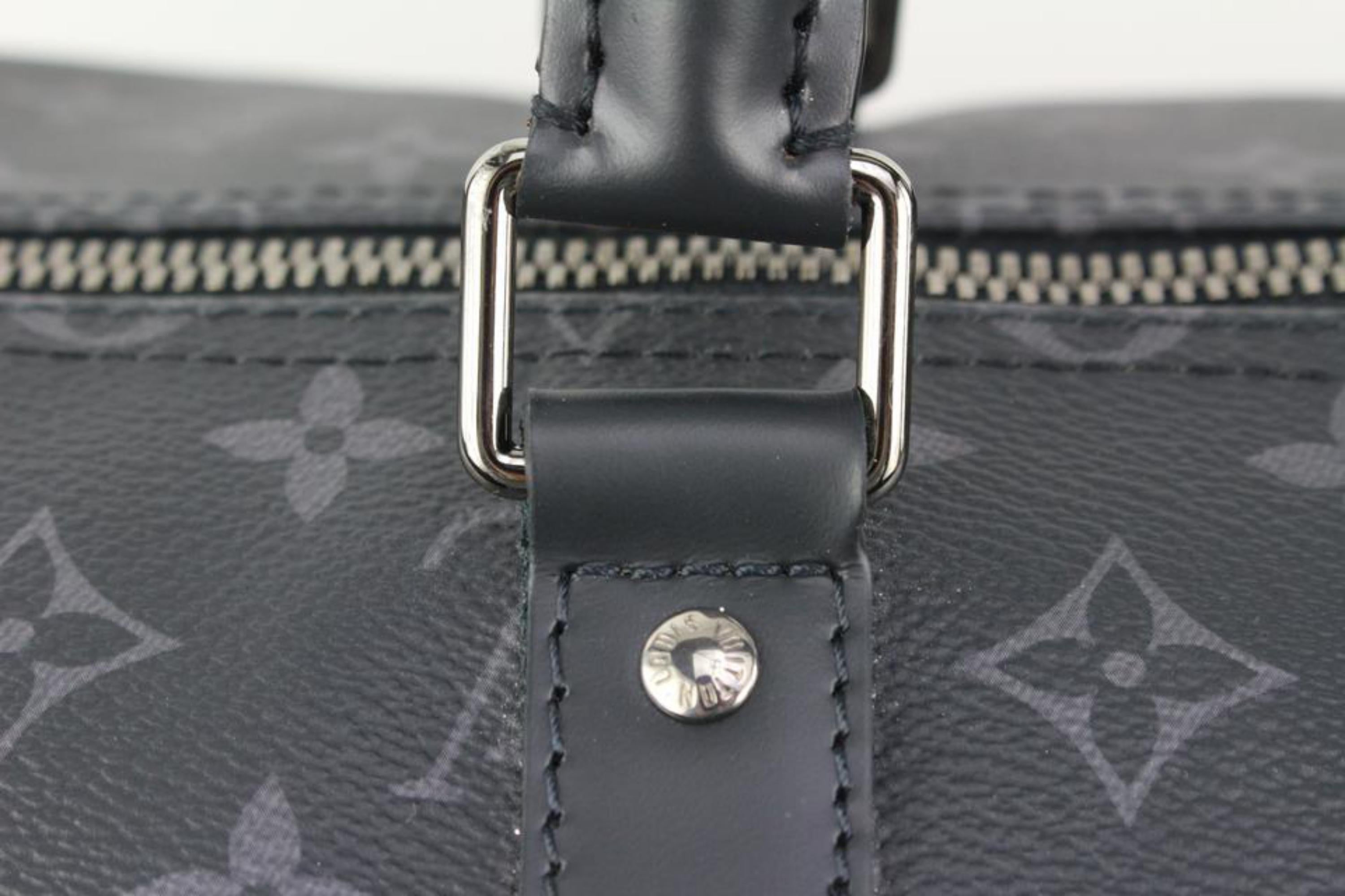 Louis Vuitton Black Monogram Eclipse Keepall Bandouliere 55 Duffle Bag Strap 71l 3