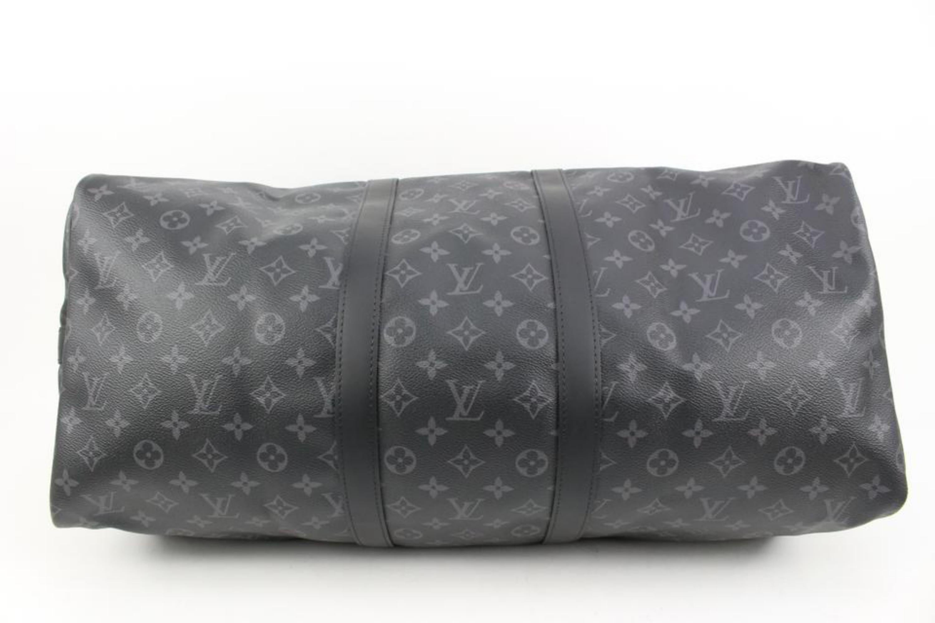 Louis Vuitton Black Monogram Eclipse Keepall Bandouliere 55 Duffle with Strap 44 3
