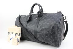 Louis Vuitton Black Monogram Eclipse Keepall Bandouliere 55 Duffle with Strap 44