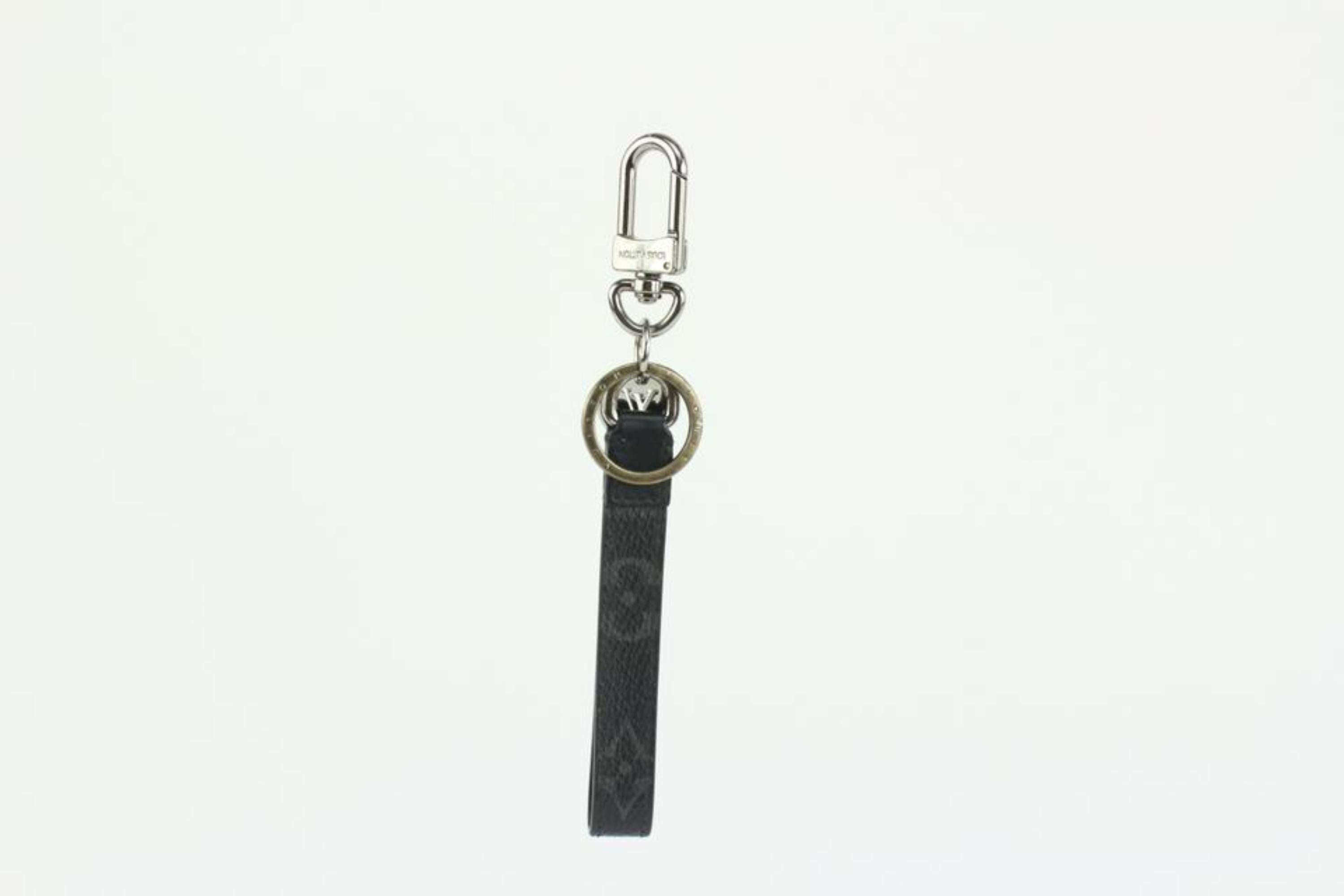 Women's Louis Vuitton Black Monogram Eclipse LV Keychain Poignet Strap Bag Charm 1126lv2