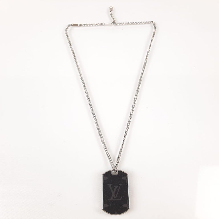 Louis Vuitton Black Monogram Eclipse Plate Necklace at 1stDibs  hermes eclipse  necklace, louis vuitton black necklace, louis vuitton dog tag