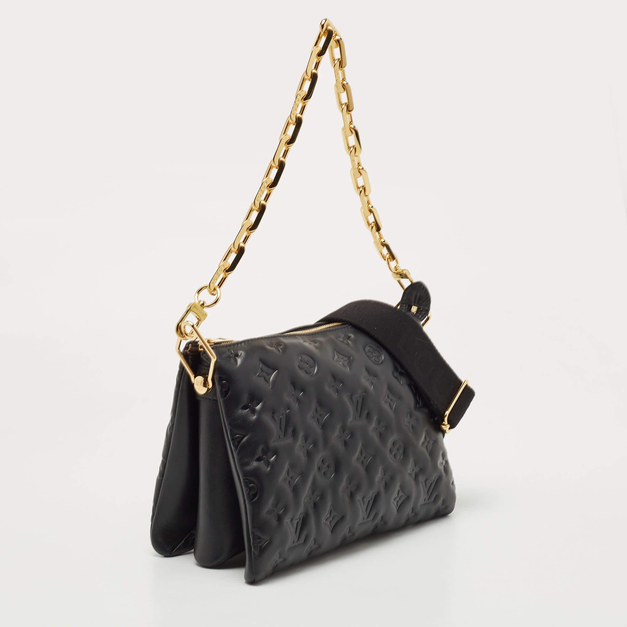 Women's Louis Vuitton Black Monogram Embossed Coussin PM Bag