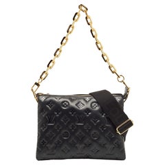 Louis Vuitton Black Monogram Embossed Coussin PM Bag