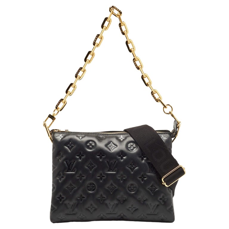 Louis Vuitton Black Monogram Embossed Coussin PM Bag For Sale at
