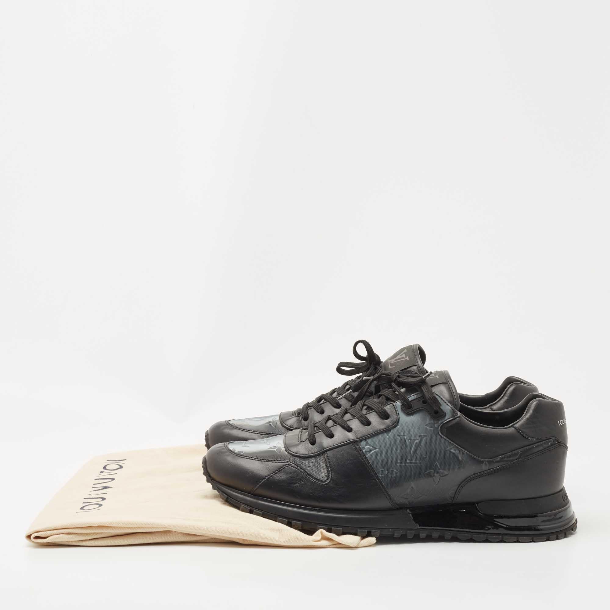 Louis Vuitton Black Monogram Embossed Iridescent PVC Run Away Sneakers Size 44 3